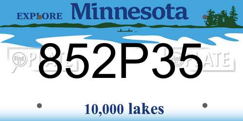 852P35 Minnesota License Plate