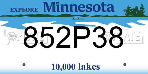 852P38 Minnesota License Plate