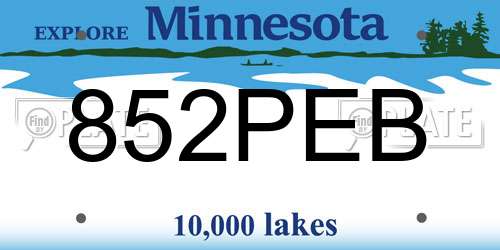 852PEB Minnesota License Plate
