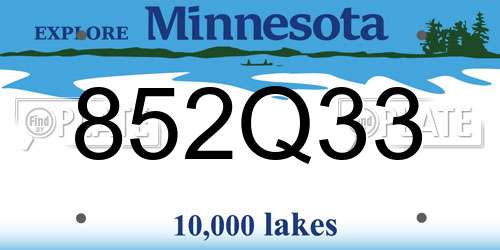 852Q33 Minnesota License Plate