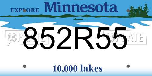 852R55 Minnesota License Plate