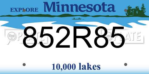 852R85 Minnesota License Plate