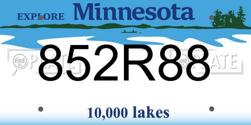 852R88 Minnesota License Plate