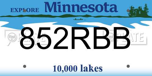 852RBB Minnesota License Plate