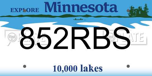 852RBS Minnesota License Plate