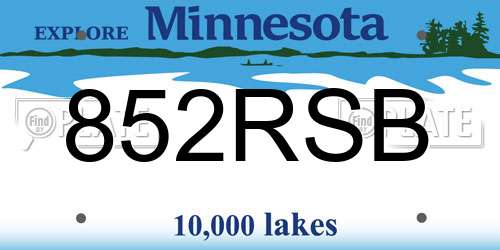 852RSB Minnesota License Plate