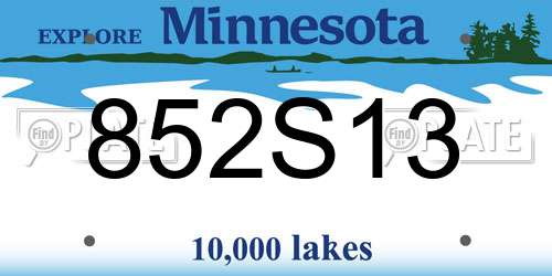852S13 Minnesota License Plate