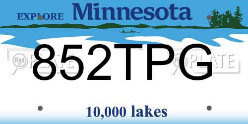 852TPG Minnesota License Plate