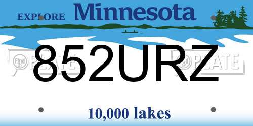 852URZ Minnesota License Plate