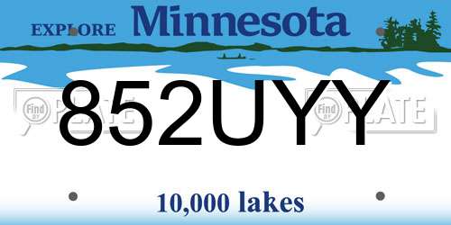 852UYY Minnesota License Plate