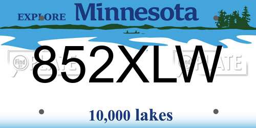 852XLW Minnesota License Plate