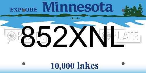 852XNL Minnesota License Plate