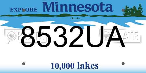 8532UA Minnesota License Plate
