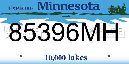 85396MH Minnesota License Plate