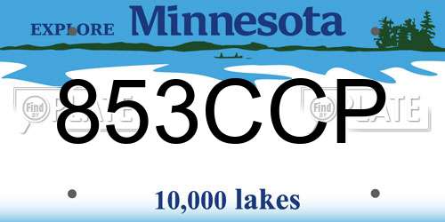 853CCP Minnesota License Plate