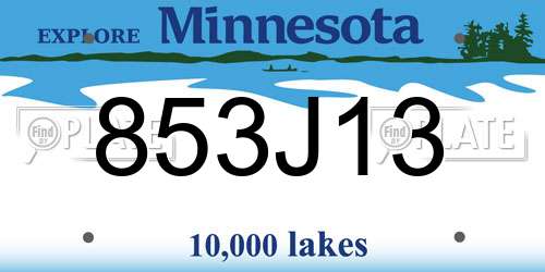 853J13 Minnesota License Plate