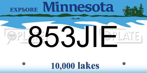 853JIE Minnesota License Plate