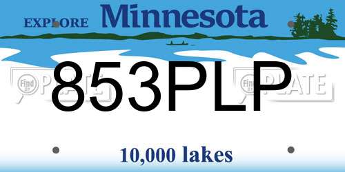 853PLP Minnesota License Plate