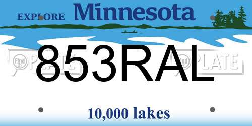 853RAL Minnesota License Plate