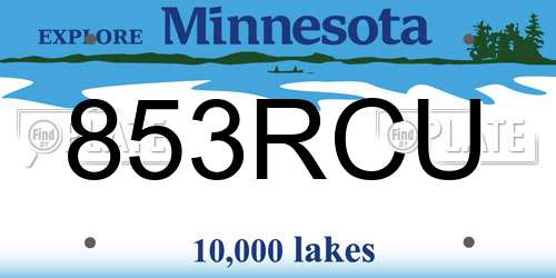 853RCU Minnesota License Plate