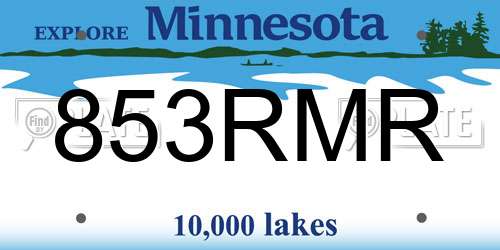 853RMR Minnesota License Plate