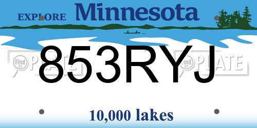 853RYJ Minnesota License Plate