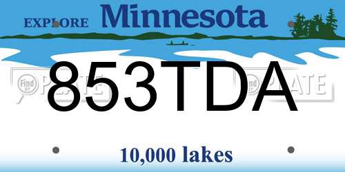 853TDA Minnesota License Plate
