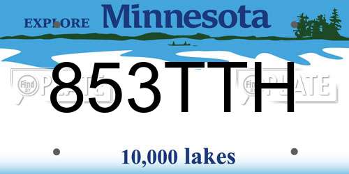 853TTH Minnesota License Plate