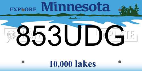 853UDG Minnesota License Plate