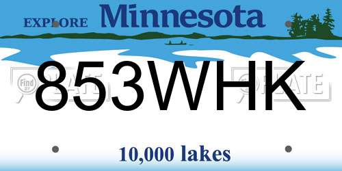 853WHK Minnesota License Plate