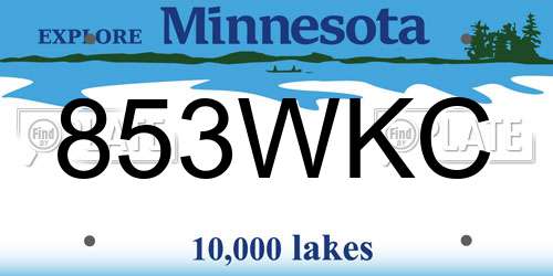 853WKC Minnesota License Plate
