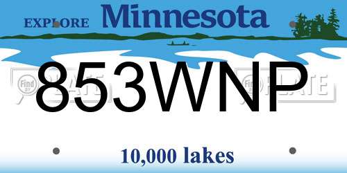 853WNP Minnesota License Plate