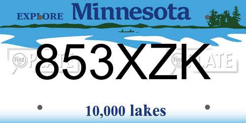 853XZK Minnesota License Plate