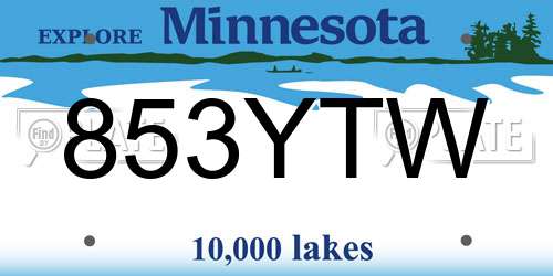 853YTW Minnesota License Plate