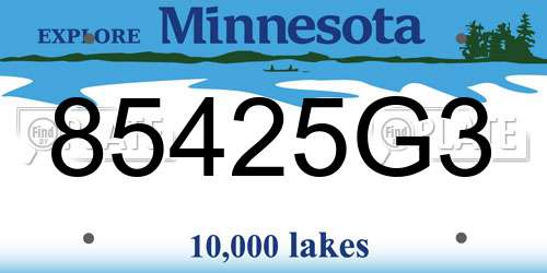 85425G3 Minnesota License Plate