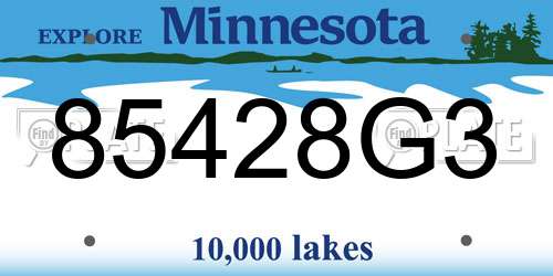 85428G3 Minnesota License Plate