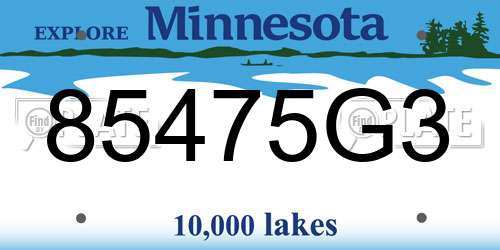85475G3 Minnesota License Plate