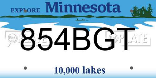 854BGT Minnesota License Plate