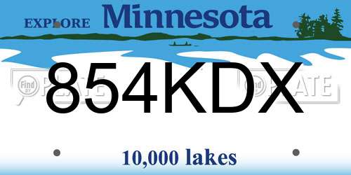 854KDX Minnesota License Plate