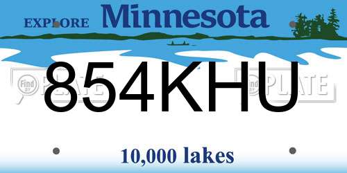 854KHU Minnesota License Plate