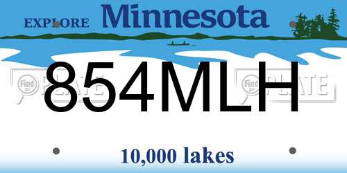 854MLH Minnesota License Plate