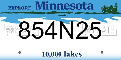 854N25 Minnesota License Plate