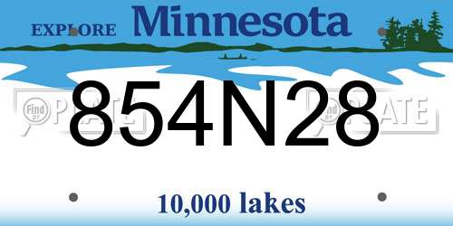854N28 Minnesota License Plate