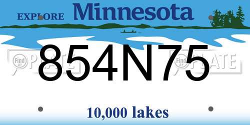 854N75 Minnesota License Plate