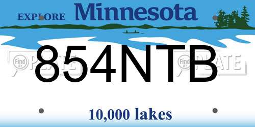 854NTB Minnesota License Plate