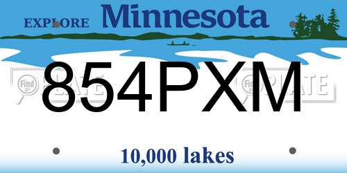 854PXM Minnesota License Plate
