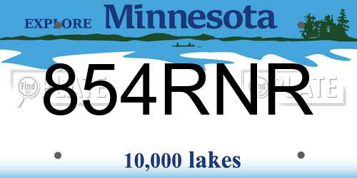 854RNR Minnesota License Plate