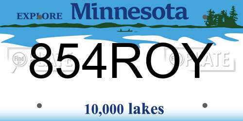 854ROY Minnesota License Plate