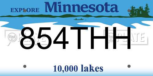 854THH Minnesota License Plate