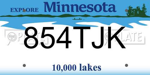 854TJK Minnesota License Plate
